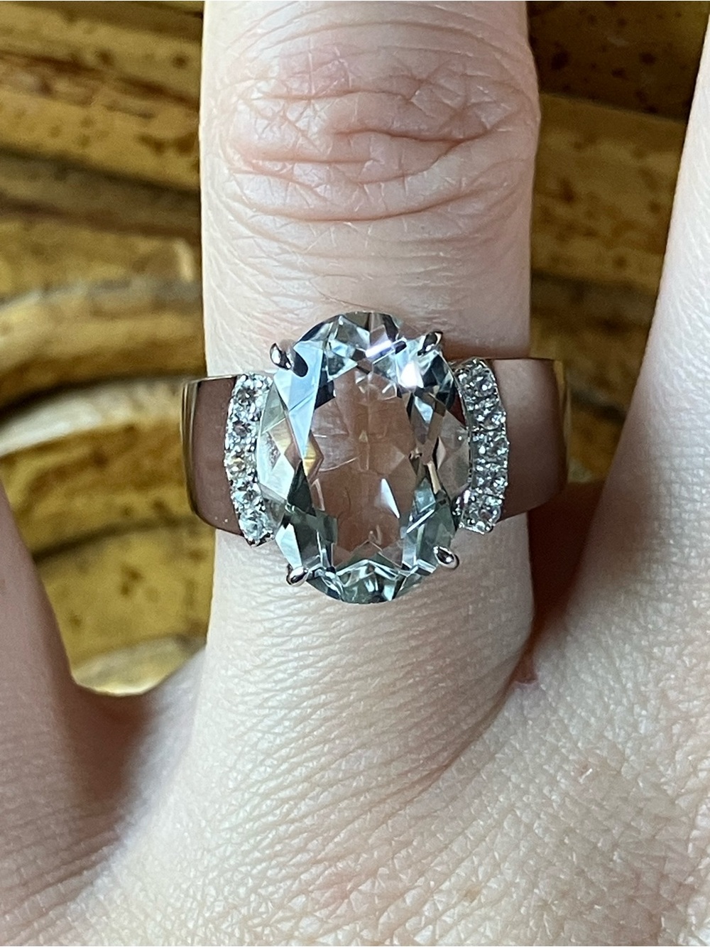 Natural White Quartz Sterling Silver Ring Size 7